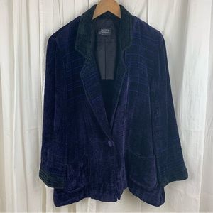 Camille‎ Benjamin/ Black Blue Purple/Chenille Blazer Jacket /Size XL/ Unique